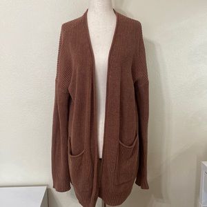 Brown Knit Cardigan with Pockets